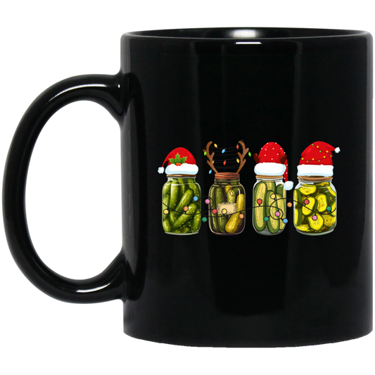 Cucumber Pickles, Pickle Bottles, Pickles Christmas, Merry Christmas, Trendy Chrismas Black Mug