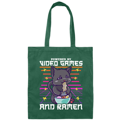 Ramen Anime Cat, Powered By Video Games Canvas Tote Bag