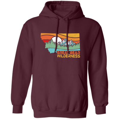 Great Bear, Montana Outdoors, Retro Mountains, Great Bear Wilderness Pullover Hoodie