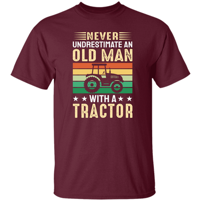 Never Underestimate Am Old Man With A Tractor, Retro Trucktor Unisex T-Shirt