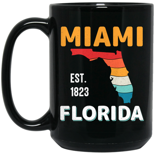 Miami Florida, Miami City, Florida Design, Retro Florida Black Mug