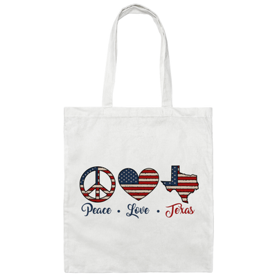 Peace Love Texas, Texas State, America Lover Canvas Tote Bag