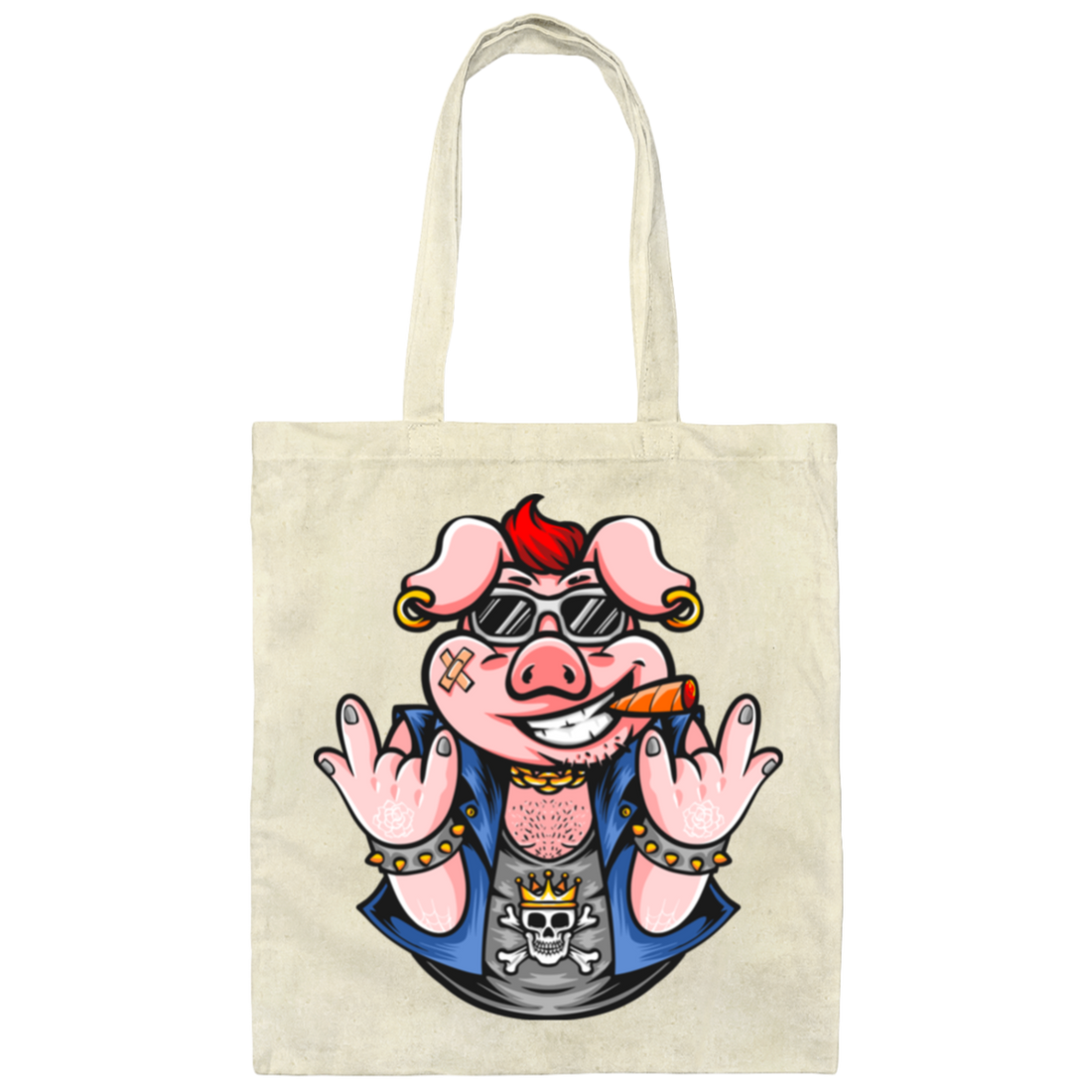 Gangster Pig, Cool Pig, Love Pig, Cute Pig, Pig Lover Canvas Tote Bag