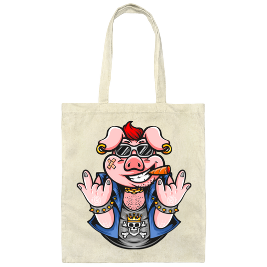 Gangster Pig, Cool Pig, Love Pig, Cute Pig, Pig Lover Canvas Tote Bag
