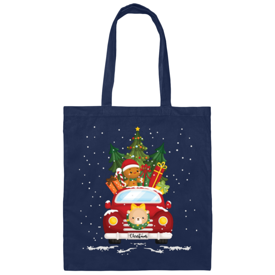 Christmas Car, Car Bring Gift Boxes, Christmas Gift Boxes, Merry Christmas, Trendy Chrismas Canvas Tote Bag