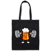 Beer Workout, Funny Beer Lover, Beer Love Gift, Beer Do Exercise Canvas Tote Bag