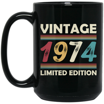 Vintage Birthday, 1974 Birthday, Retro 1974, Retro Birthday Black Mug