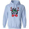 Messy Bun Girl, Girl With Deer Horn, Christmas Tree In Glasses, Merry Christmas, Trendy Chrismas Pullover Hoodie