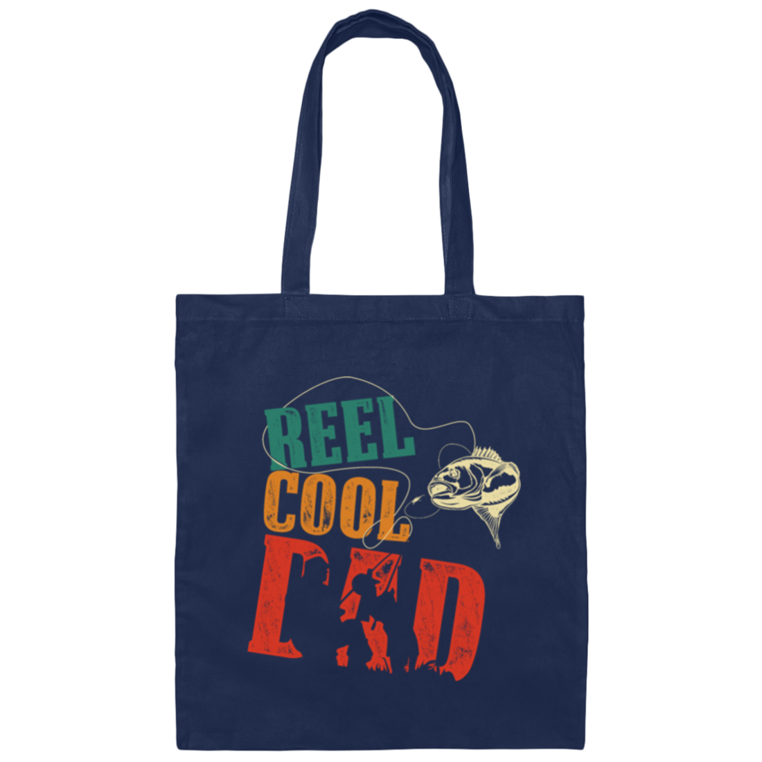 Retro Fishing Reel Cool Dad Canvas Tote Bag