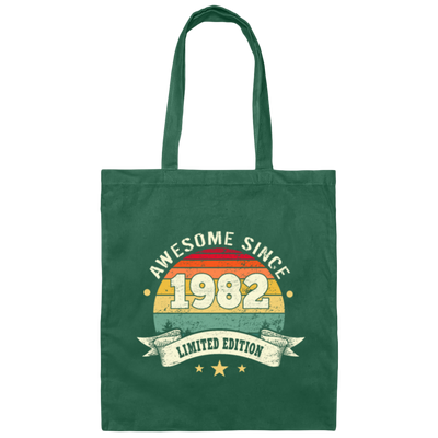 Awesome Since 1982, Retro 1982 Birthday Gift Canvas Tote Bag