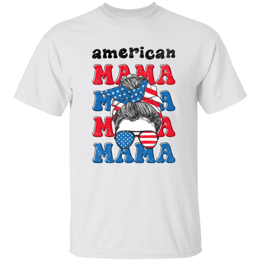 American Mama, Mother's Day, American Messy Bun Unisex T-Shirt