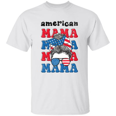 American Mama, Mother's Day, American Messy Bun Unisex T-Shirt