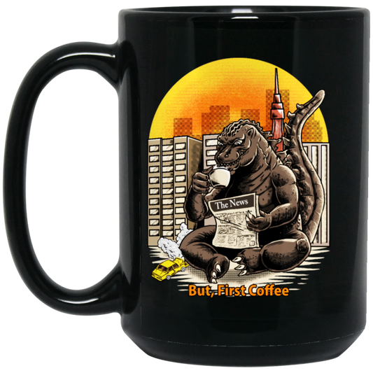 But, First Coffee, The King Of Monsters, Giant Gorilla, Big Gorilla Gift Black Mug