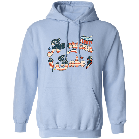 American Babe, Drummer, Firework, American Holiday Pullover Hoodie