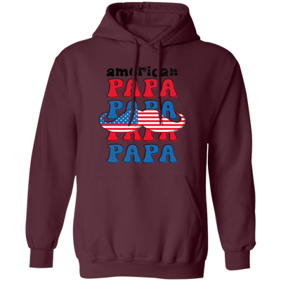 American Papa, Papa, Father's Day, Beard American Dad Pullover Hoodie