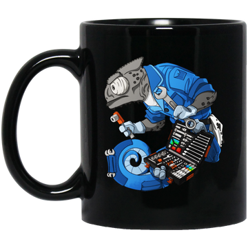 Car Mechanic, Chameleon Monster, Mechanic Monster, Big Mechanic Black Mug