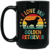 I Love My Golden Retriever, Retro Golden, Golden Silhouette Black Mug