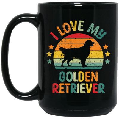 I Love My Golden Retriever, Retro Golden, Golden Silhouette Black Mug