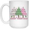 Pink Christmas, Christmas Tree, Pink Plaid Xmas Tree White Mug