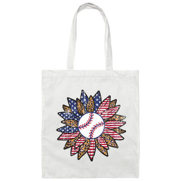 American Baseball, Sunflower Baseball, Leopard Sunflower-4 Canvas Tote Bag