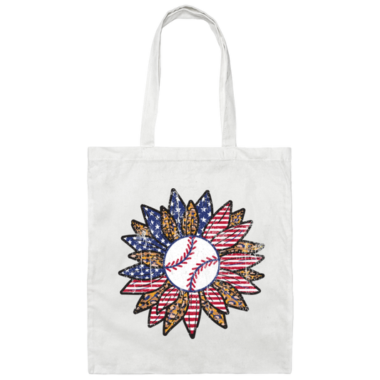 American Baseball, Sunflower Baseball, Leopard Sunflower-4 Canvas Tote Bag