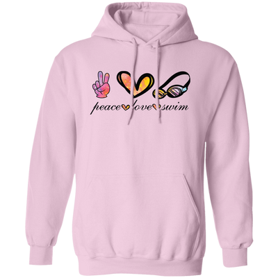 Peace Love Swim, Swimmer Gift, Swimming Lover Pullover Hoodie