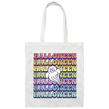 Halloween Party, Ghost Halloween, Groovy Halloween Canvas Tote Bag