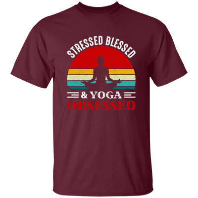 Stresses Blessed And Yoga Obsessed, Retro Yoga Unisex T-Shirt