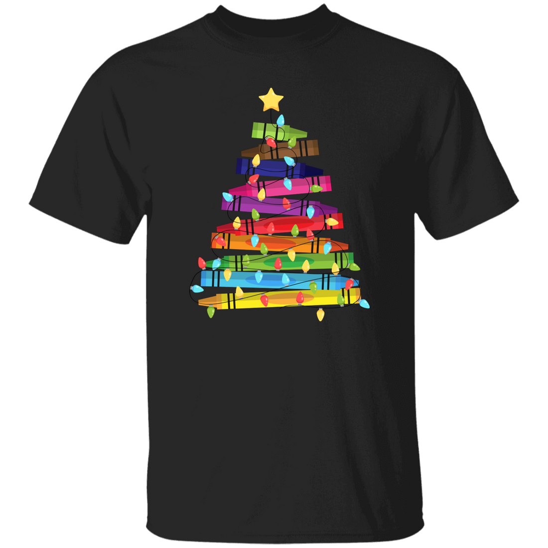 Crayon Xmas Tree, Crayon-mas Tree With Light Line, Merry Christmas, Trendy Christmas Unisex T-Shirt