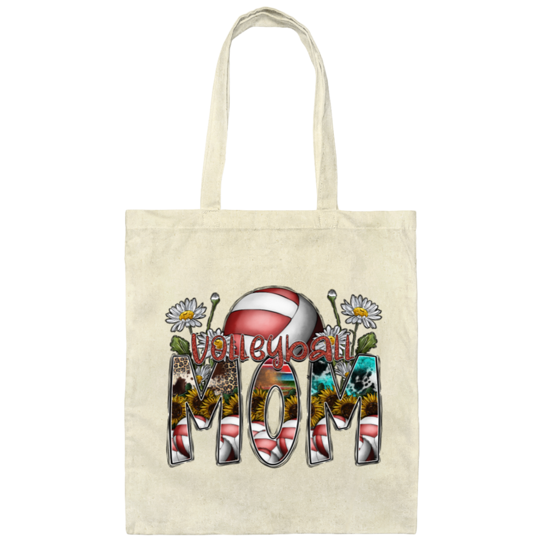 Love Sport Mom Love Volleyball Mom Gift Canvas Tote Bag