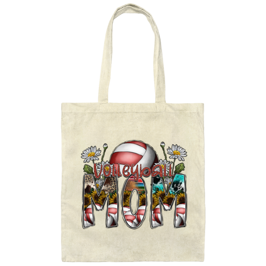 Love Sport Mom Love Volleyball Mom Gift Canvas Tote Bag