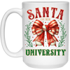 Santa University, Est 1836, Christmas Bow, Merry Christmas White Mug