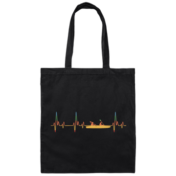 Retro Faltboot Heartbeat Boat Heartbeat Gift Canvas Tote Bag