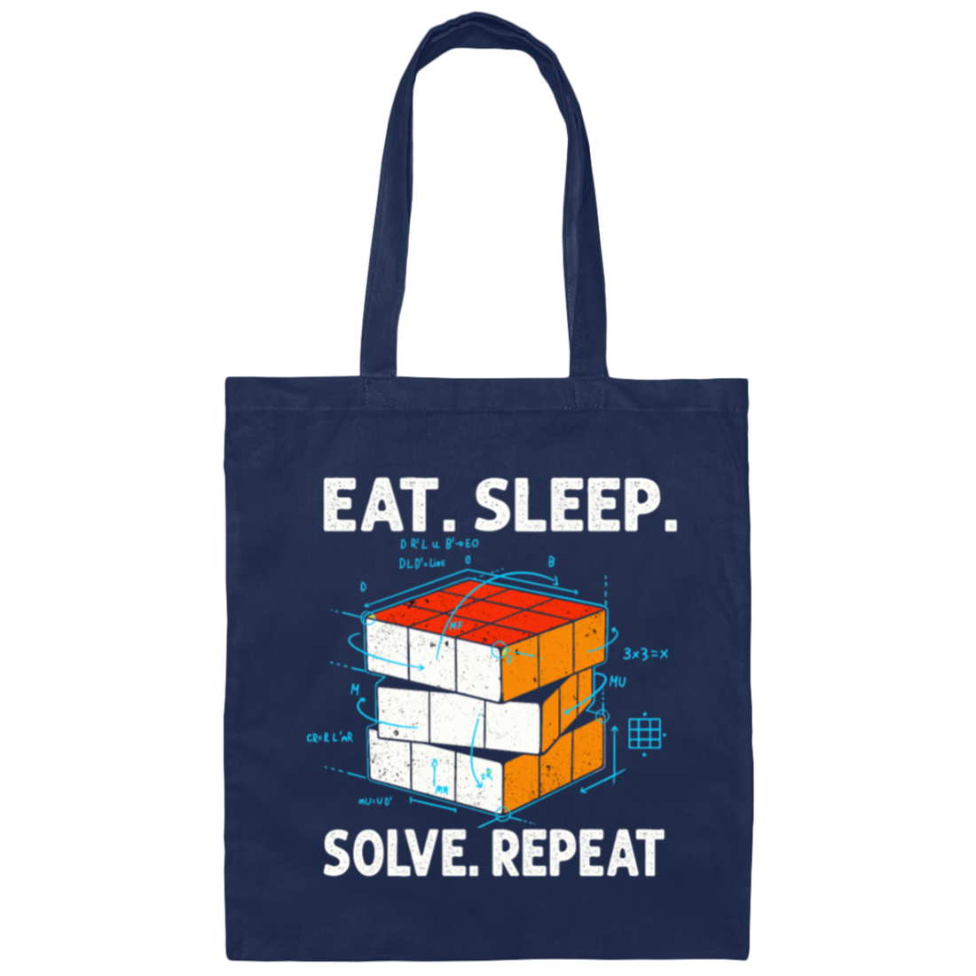 Math Lover Gfit, Eat Sleep Solve Repeat, Solve The Cubing, Retro Cube Lover Canvas Tote Bag