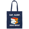 Math Lover Gfit, Eat Sleep Solve Repeat, Solve The Cubing, Retro Cube Lover Canvas Tote Bag