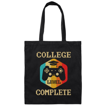Retro College Level Complete Gamer Graduation Canvas Tote Bag