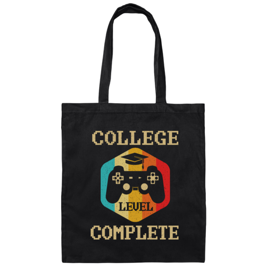 Retro College Level Complete Gamer Graduation Canvas Tote Bag