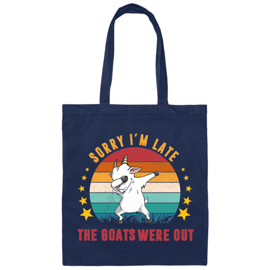Sorry I'm Late, The Goats Were Out, Retro Goats Canvas Tote Bag