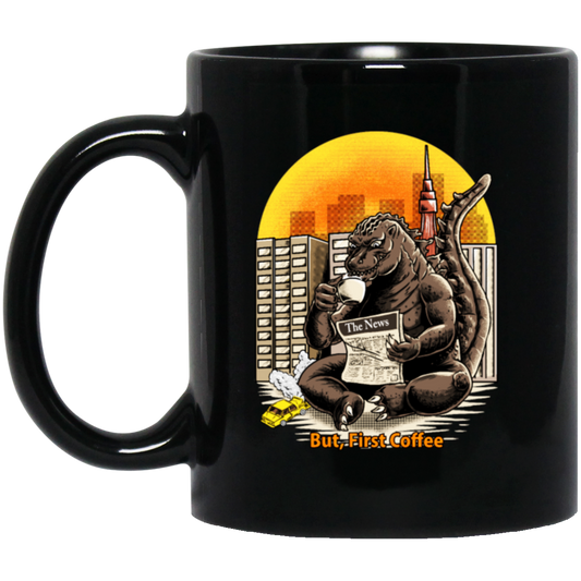 But, First Coffee, The King Of Monsters, Giant Gorilla, Big Gorilla Gift Black Mug