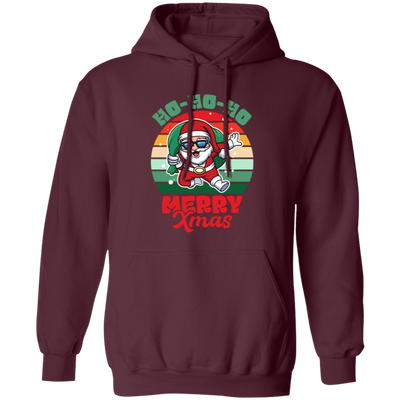 Ho Ho Ho Merry Xmas, Retro Christmas, Funny Santa, Merry Christmas, Trendy Christmas Pullover Hoodie