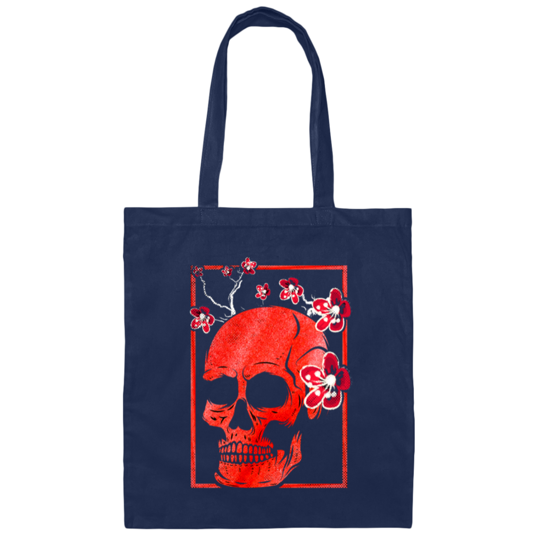 Japanese Demon Art Face Skull Devil Oni Harajuku Canvas Tote Bag