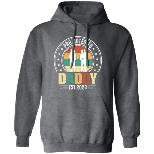 Promoted To Daddy, Retro Dad And Son, Father's Day Gifts Pullover Hoodie