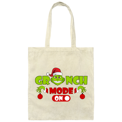 Grinch Mode On, Best Grinch, Christmas Season, Grinchmas, Trendy Halloween Canvas Tote Bag