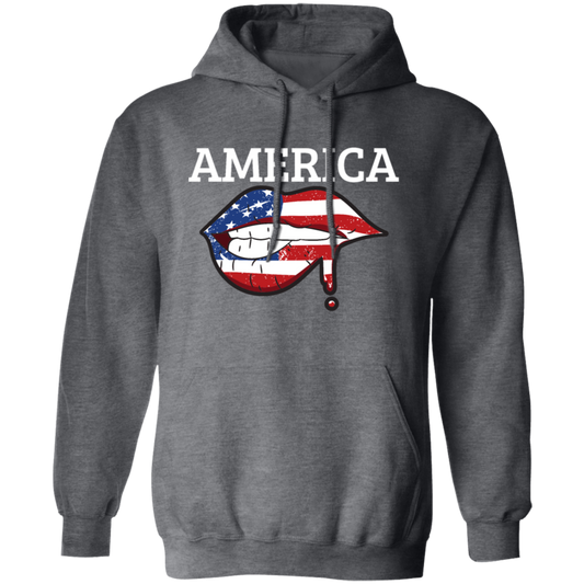 America Flag, USA Flag Lip, Sexy America, July 4th Gift, Best American Pullover Hoodie