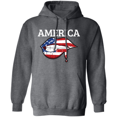 America Flag, USA Flag Lip, Sexy America, July 4th Gift, Best American Pullover Hoodie