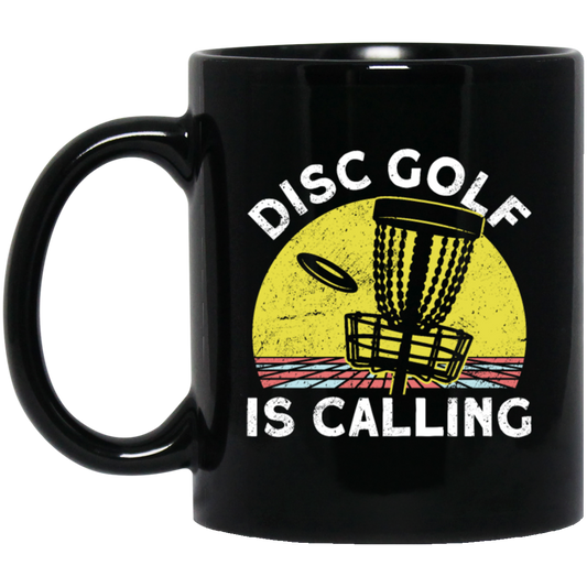 Love This Golf, Disc Golf Is Calling, Retro Golf Player Gift Black Mug