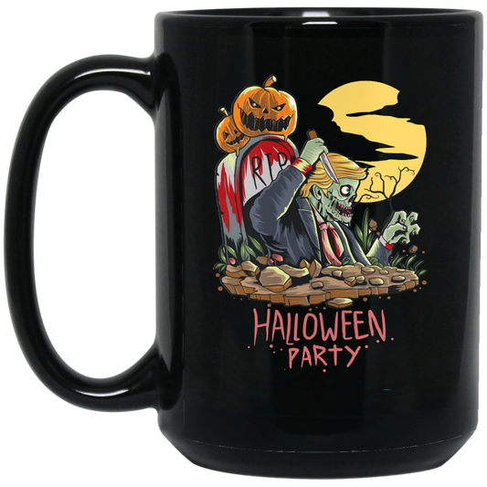 Halloween Party, Pumpkin In Halloween, Trump Halloween Black Mug