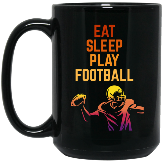 Eat Sleep Play Football, Love American Football, Retro Football Black Mug