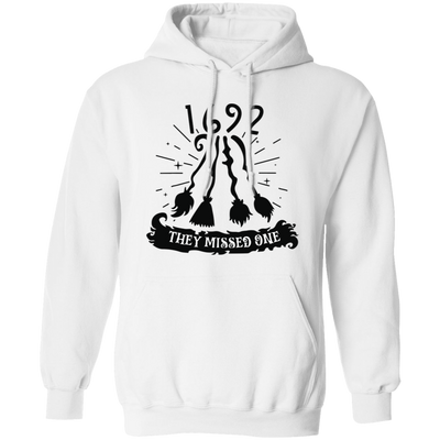 This 1692 They Missed One For Witch Halloween Pullover Hoodie is perfect for keeping warm this Halloween season. Featuring a trendy Halloween design, this hoodie is made from 100% polyester for extra comfort. Plus, it's machine washable for easy care. Show your witch pride in style.