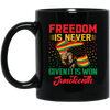 Freedom Is Never Given It Is Won Juneteenth, Black Matter Black Mug